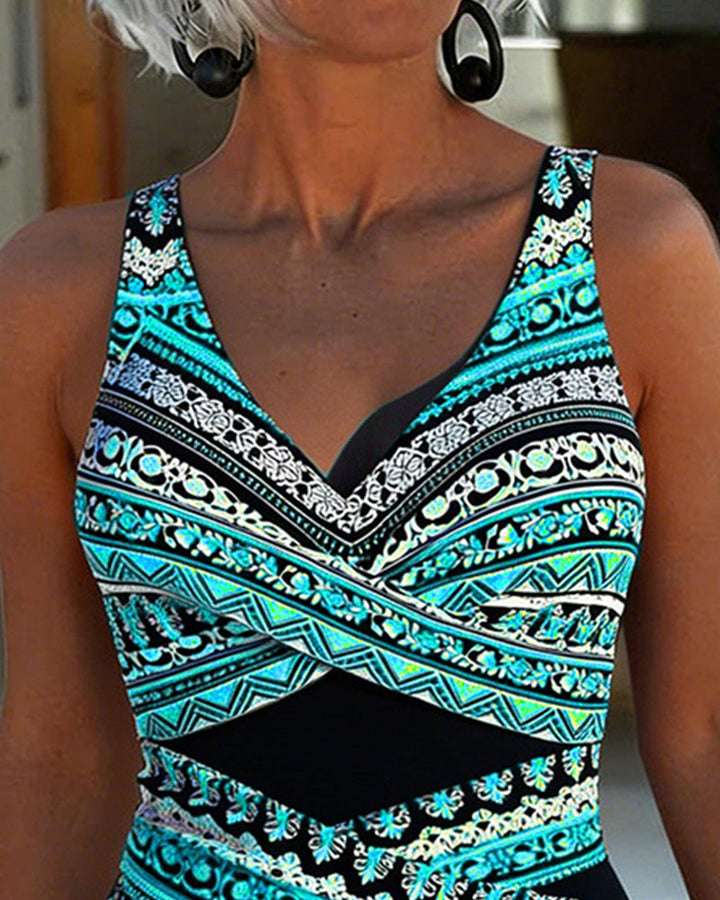 Lyla | Stylish Wrap Front Printed One Piece Swimsuit