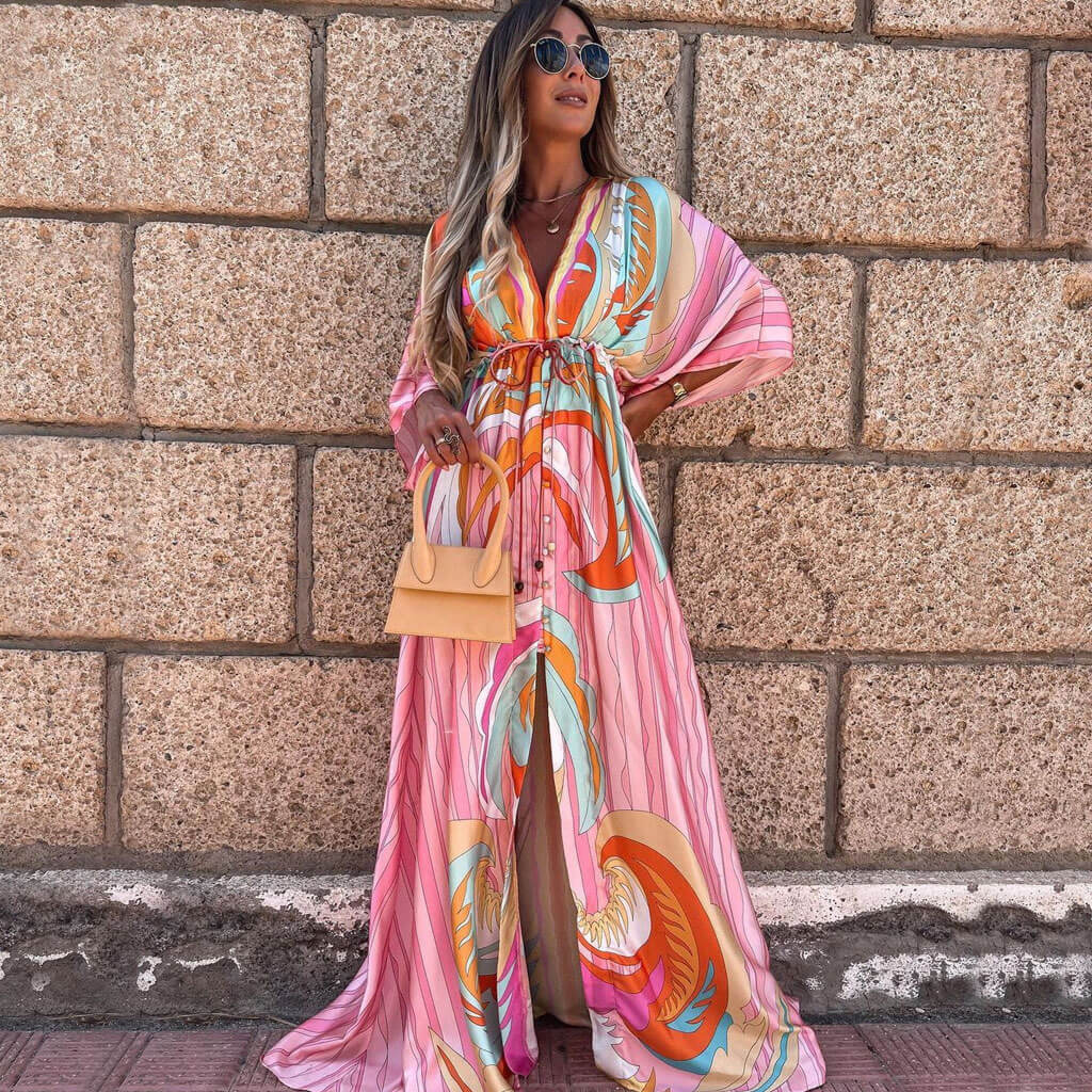 Mackenzie | Effortless Abstract Print Kaftan Maxi Summer Dresses