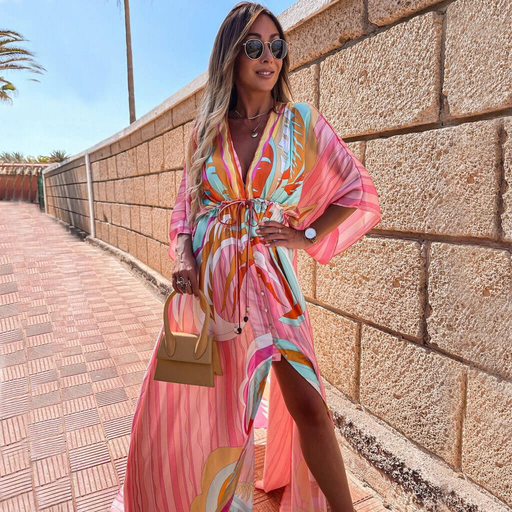 Mackenzie | Effortless Abstract Print Kaftan Maxi Summer Dresses
