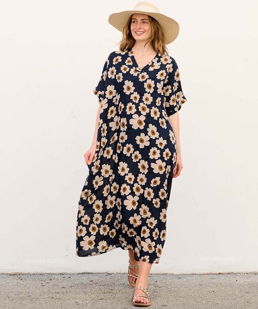 Mackenzie | Elegant Floral Midi Dress with Relaxed Fit