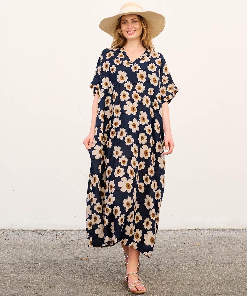 Mackenzie | Elegant Floral Midi Dress with Relaxed Fit