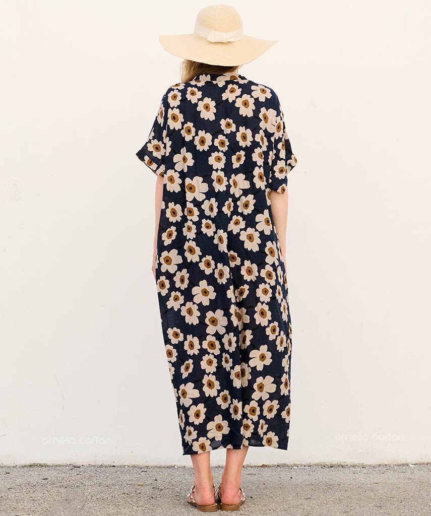 Mackenzie | Elegant Floral Midi Dress with Relaxed Fit