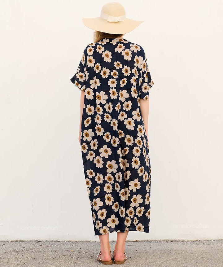 Mackenzie | Elegant Floral Midi Dress with Relaxed Fit