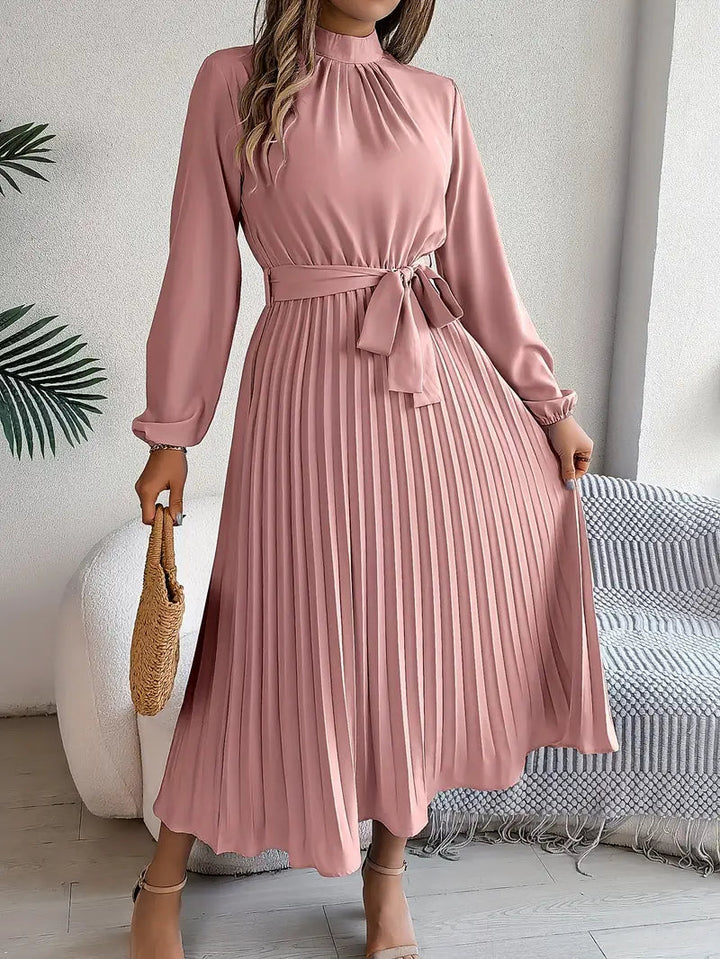 Mackenzie | Graceful Pleated Races Dresses with Belted Waist