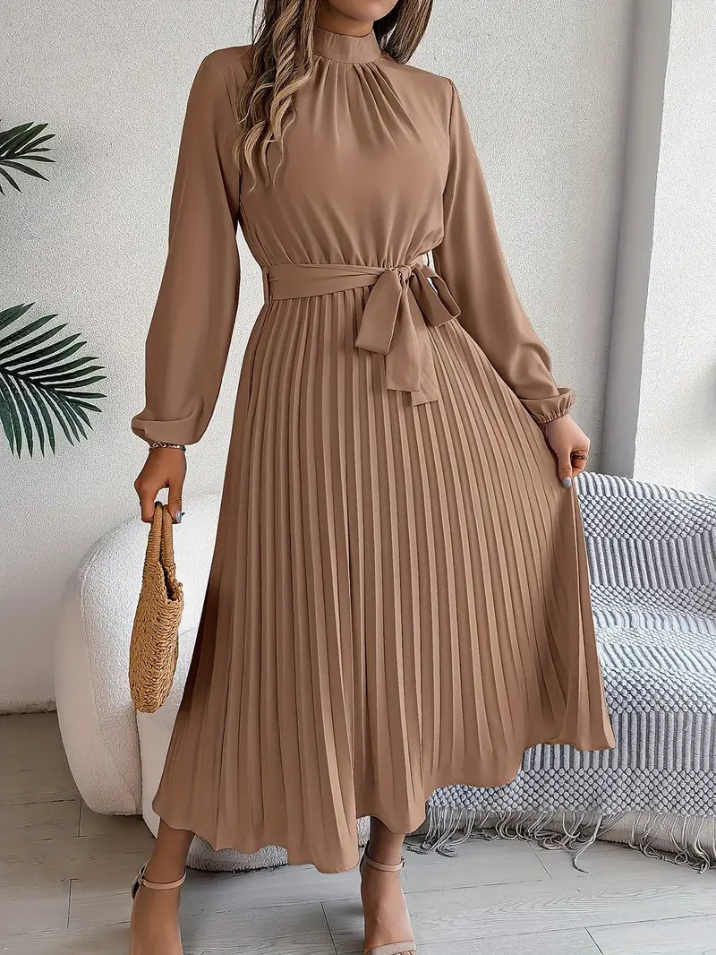 Mackenzie | Graceful Pleated Races Dresses with Belted Waist
