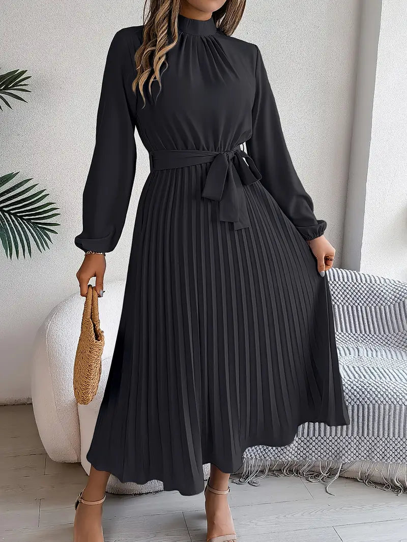 Mackenzie | Graceful Pleated Races Dresses with Belted Waist