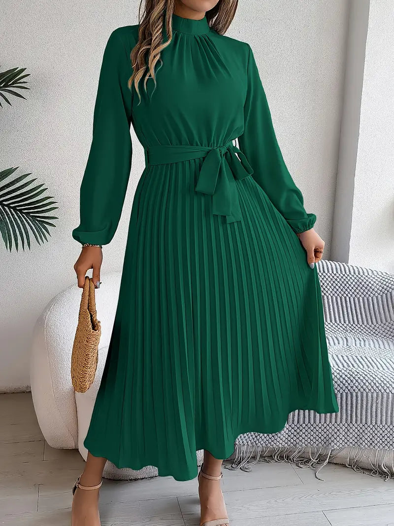 Mackenzie | Graceful Pleated Races Dresses with Belted Waist