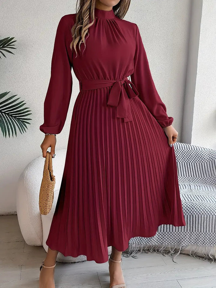 Mackenzie | Graceful Pleated Races Dresses with Belted Waist