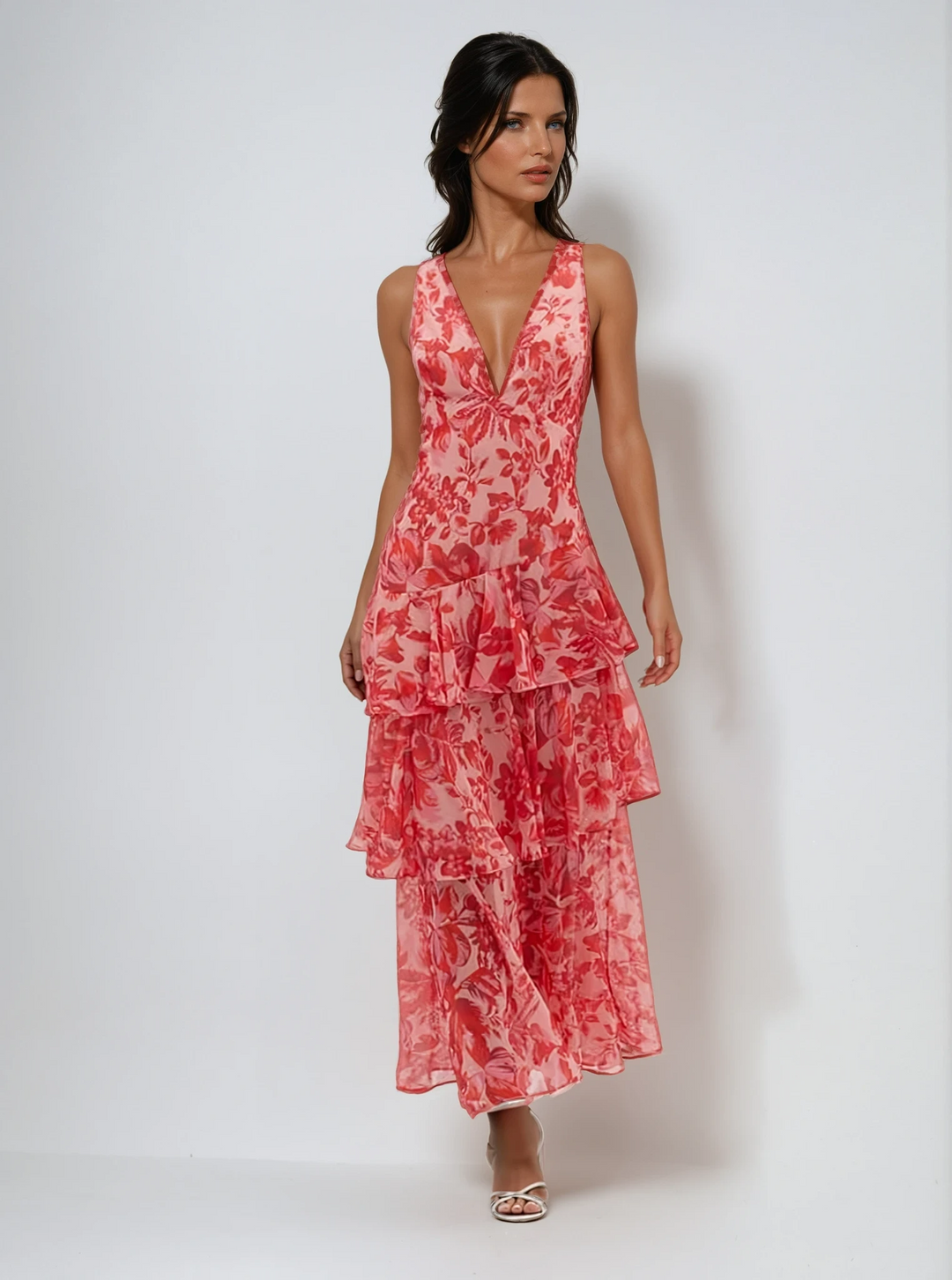 Mackenzie | Polished Floral Tiered Maxi Races Dress