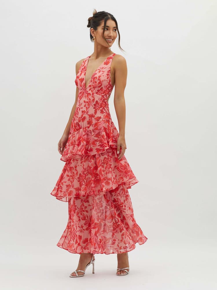 Mackenzie | Polished Floral Tiered Maxi Races Dress