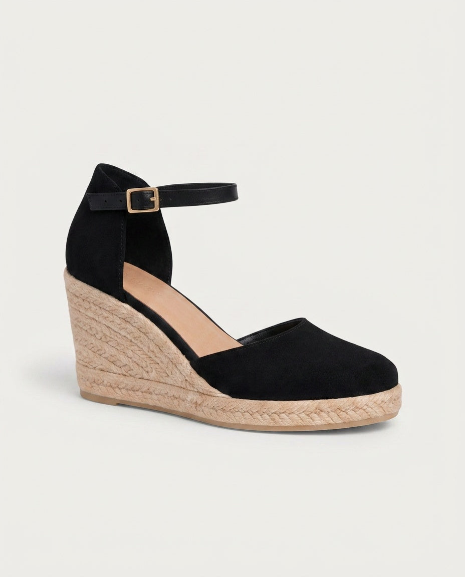 Mackenzie | Stylish Closed-Toe Ankle Strap Espadrille Wedges