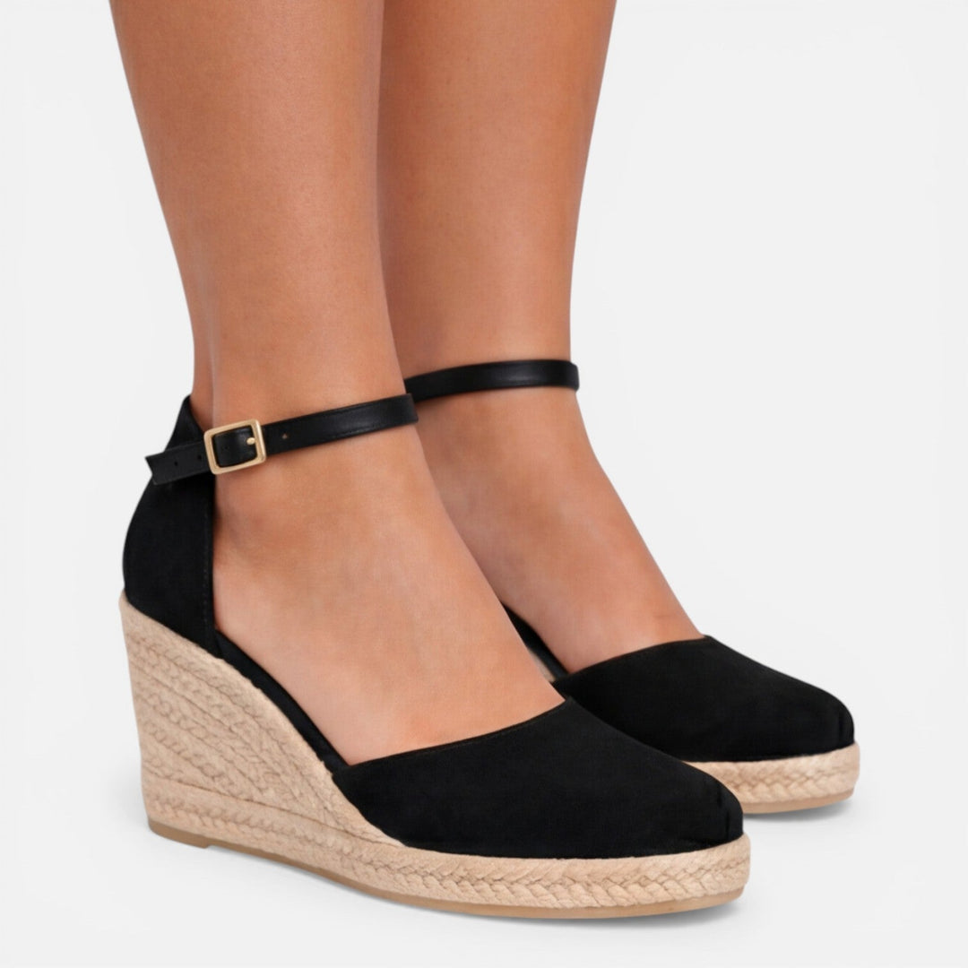 Mackenzie | Stylish Closed-Toe Ankle Strap Espadrille Wedges
