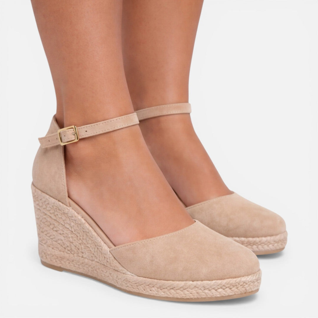 Mackenzie | Stylish Closed-Toe Ankle Strap Espadrille Wedges