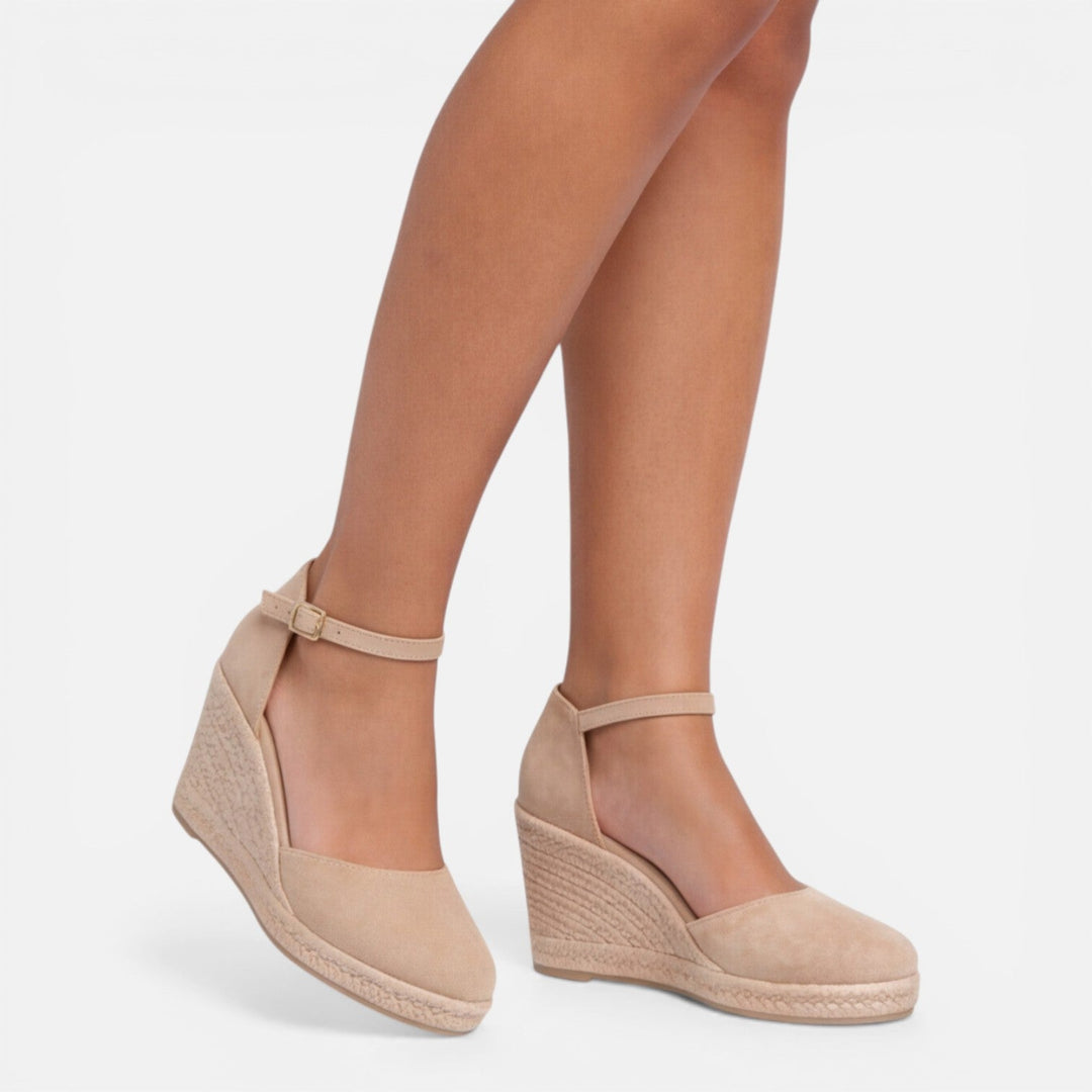Mackenzie | Stylish Closed-Toe Ankle Strap Espadrille Wedges