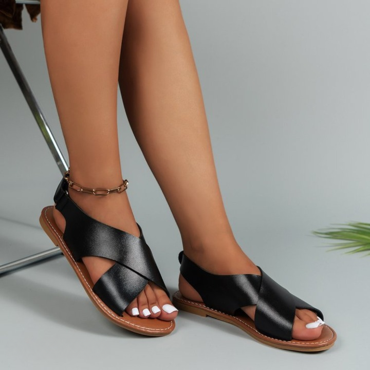 Mackenzie | Stylish Criss Cross Open Toe Flat Sandals