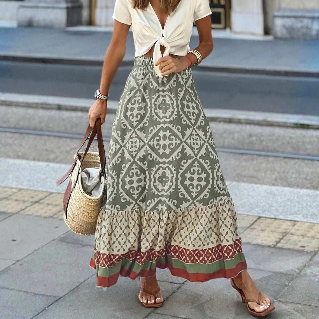 Maeve | Classic High Waisted Boho Tiered Maxi Skirt