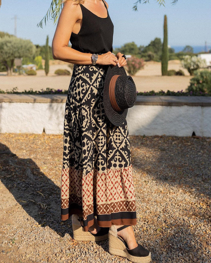 Maeve | Classic High Waisted Boho Tiered Maxi Skirt