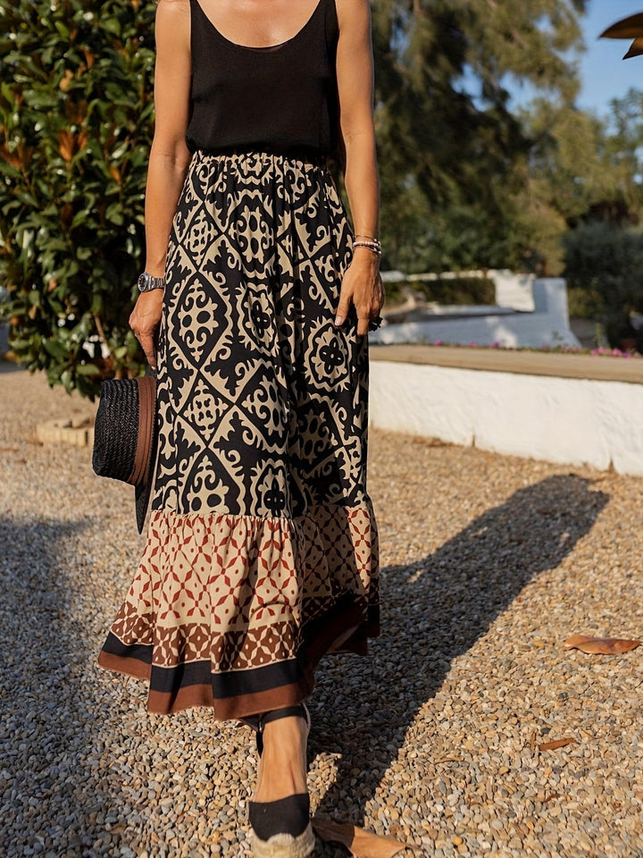 Maeve | Classic High Waisted Boho Tiered Maxi Skirt