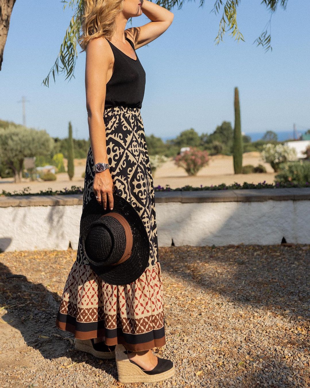 Maeve | Classic High Waisted Boho Tiered Maxi Skirt
