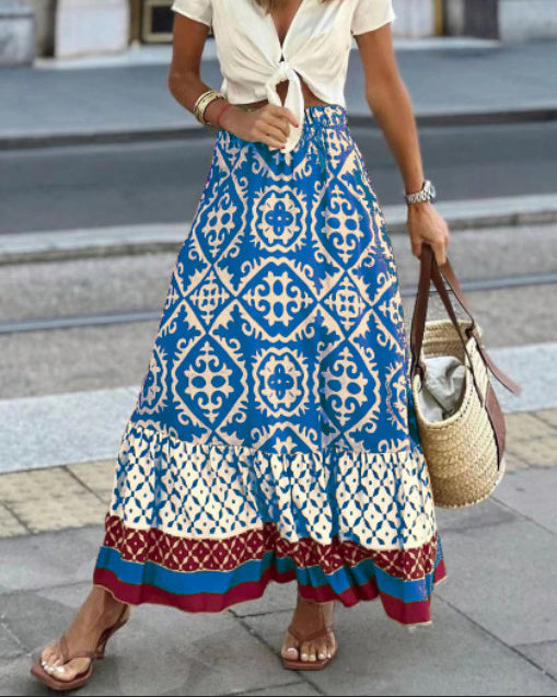 Maeve | Classic High Waisted Boho Tiered Maxi Skirt