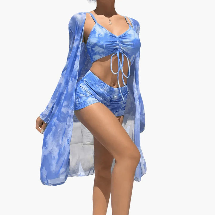 Maeve | Classic Long Sleeve Swimsuit Cover Up 3-Piece Beach Set