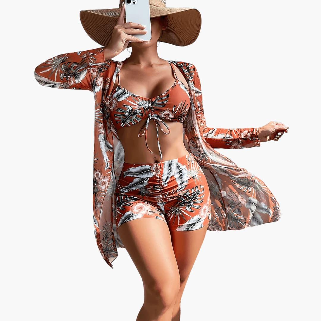 Maeve | Classic Long Sleeve Swimsuit Cover Up 3-Piece Beach Set