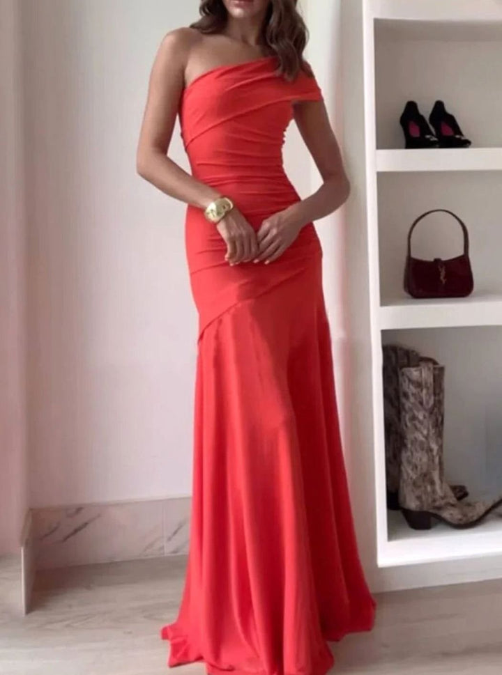 Maeve | Cosy Ruched One Shoulder Wedding Guest Maxi Dress