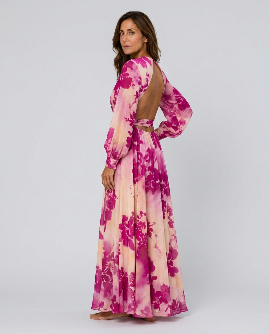 Maeve | Effortless Floral Wrap Races Dress with Lantern Sleeves
