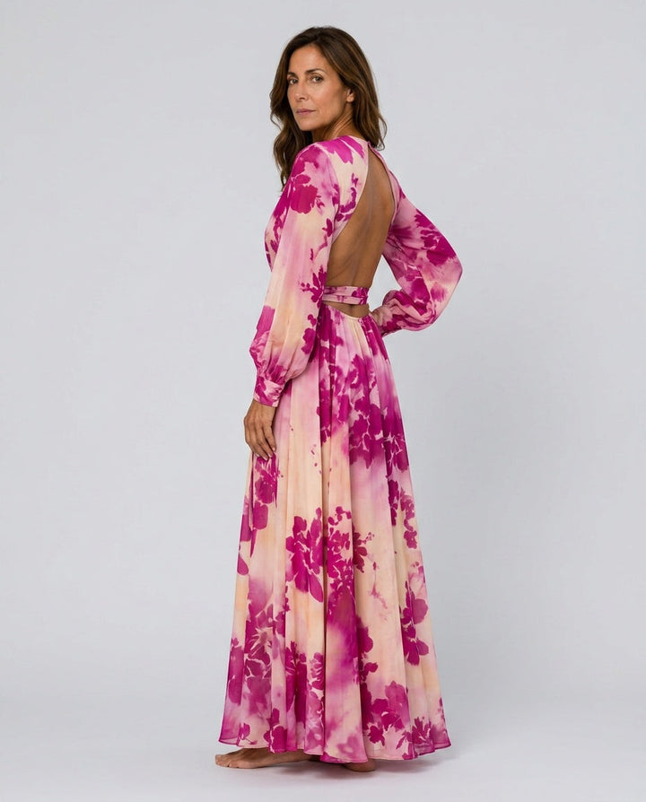 Maeve | Effortless Floral Wrap Races Dress with Lantern Sleeves
