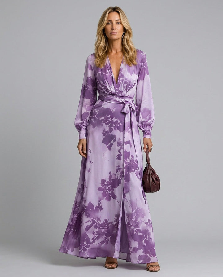 Maeve | Effortless Floral Wrap Races Dress with Lantern Sleeves