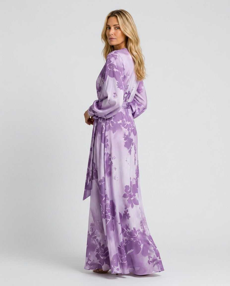 Maeve | Effortless Floral Wrap Races Dress with Lantern Sleeves