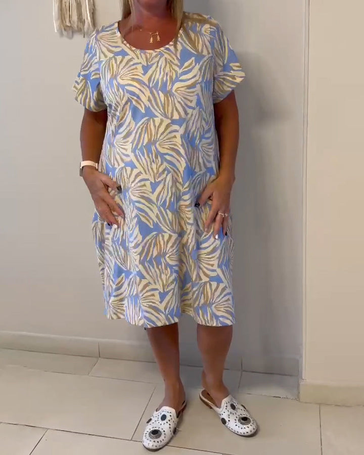 Maeve | Elegant Loose Fit Abstract Print Summer Shift Dress