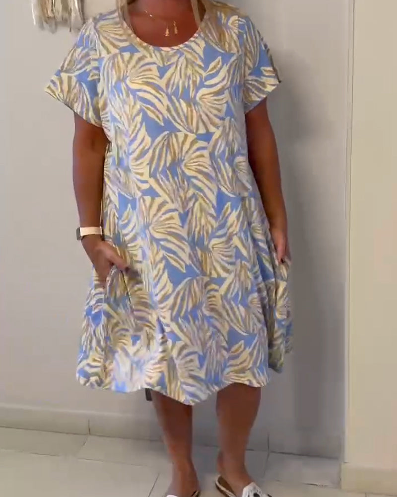 Maeve | Elegant Loose Fit Abstract Print Summer Shift Dress