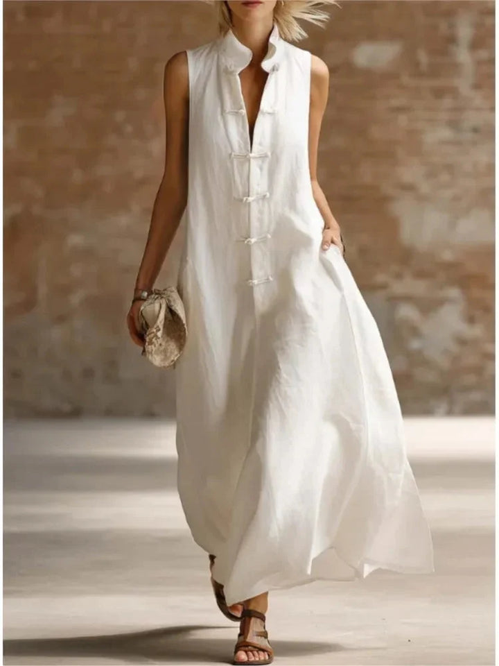 Maeve | Graceful Sleeveless Mandarin Collar Maxi Summer Dresses