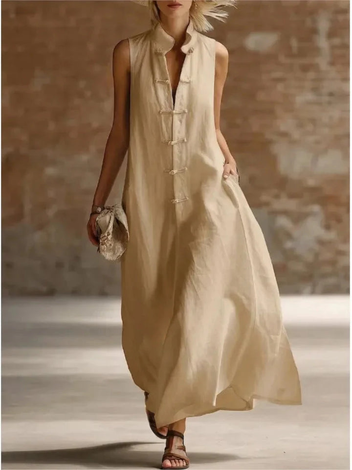 Maeve | Graceful Sleeveless Mandarin Collar Maxi Summer Dresses