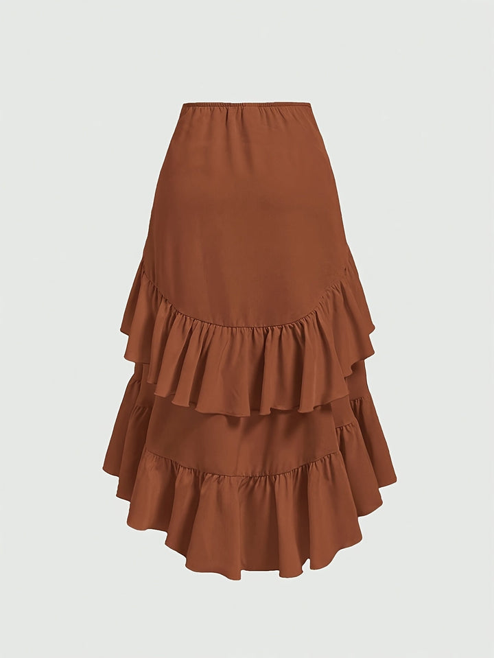 Maeve | Graceful Tiered Ruffle Hem Midi Skirt