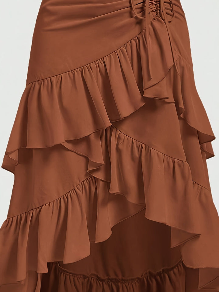 Maeve | Graceful Tiered Ruffle Hem Midi Skirt