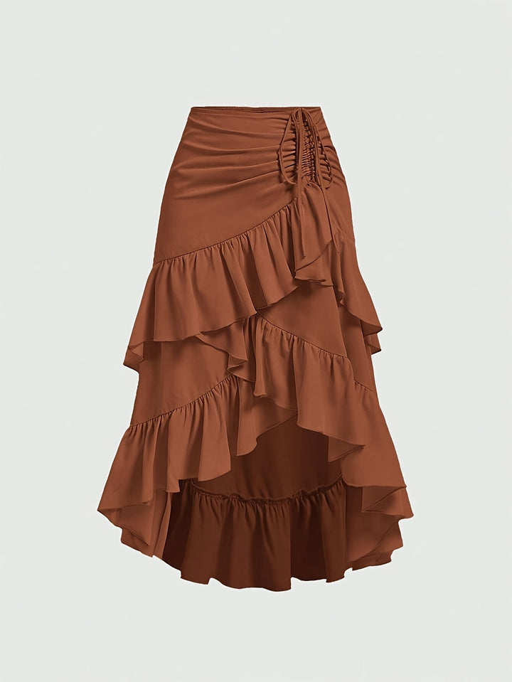 Maeve | Graceful Tiered Ruffle Hem Midi Skirt