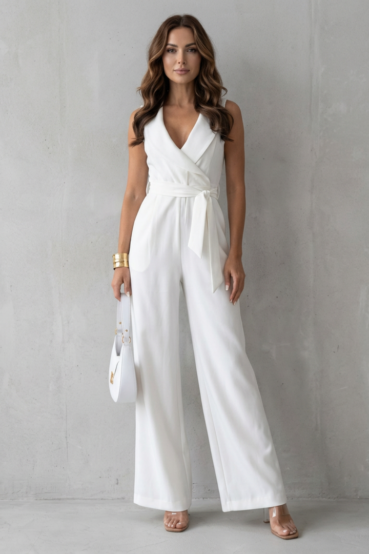 Maeve | Relaxed Lapel Wrap Wide-Leg Jumpsuit