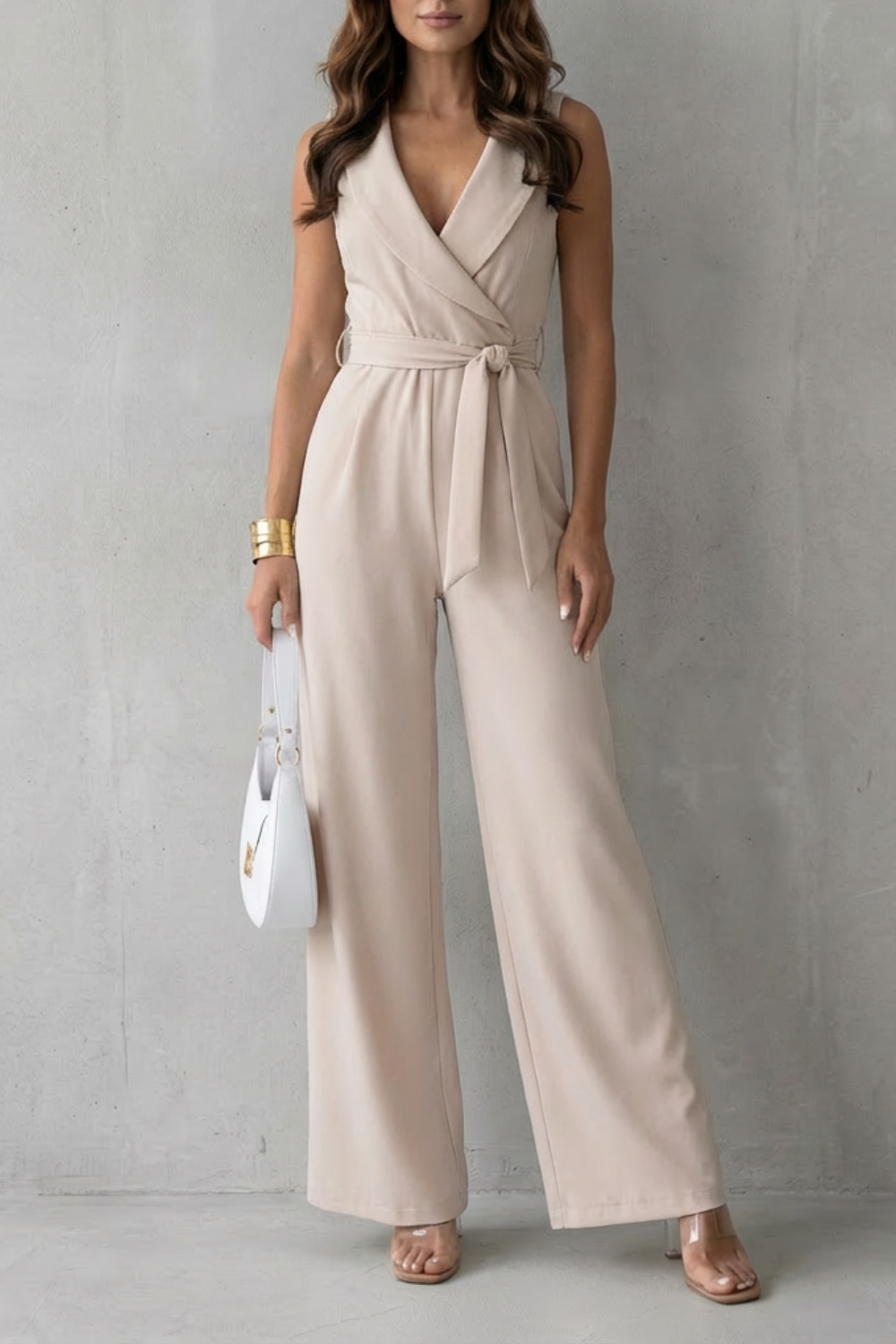 Maeve | Relaxed Lapel Wrap Wide-Leg Jumpsuit