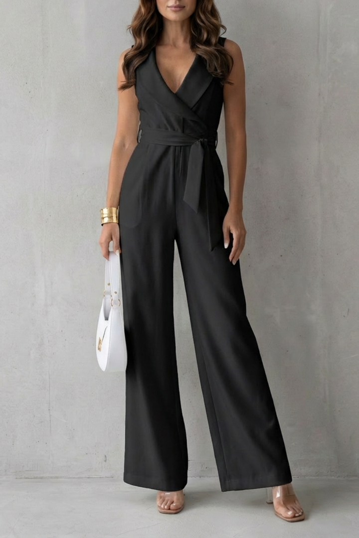 Maeve | Relaxed Lapel Wrap Wide-Leg Jumpsuit