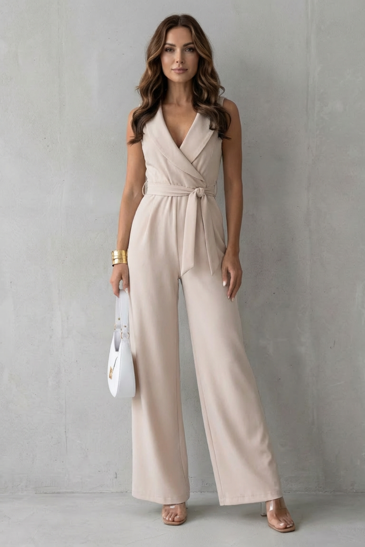 Maeve | Relaxed Lapel Wrap Wide-Leg Jumpsuit