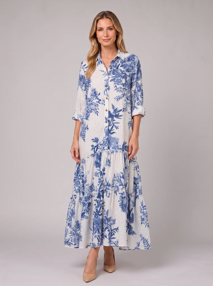 Maeve | Timeless Tiered Floral Boho Dress Maxi Shirt Dress