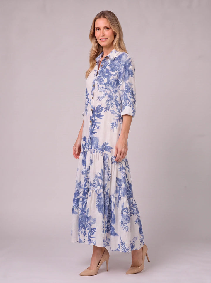 Maeve | Timeless Tiered Floral Boho Dress Maxi Shirt Dress
