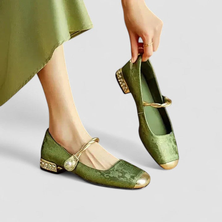 Maggie | Chic Embroidered Block Heel Mary Jane Shoes