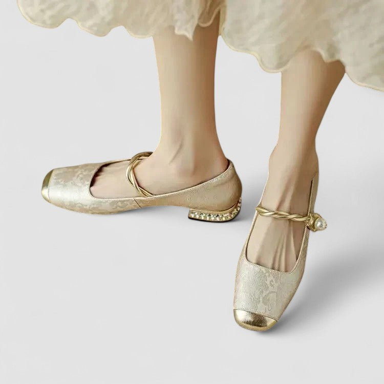 Maggie | Chic Embroidered Block Heel Mary Jane Shoes