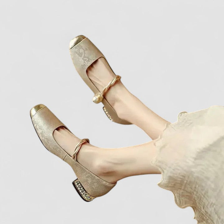 Maggie | Chic Embroidered Block Heel Mary Jane Shoes