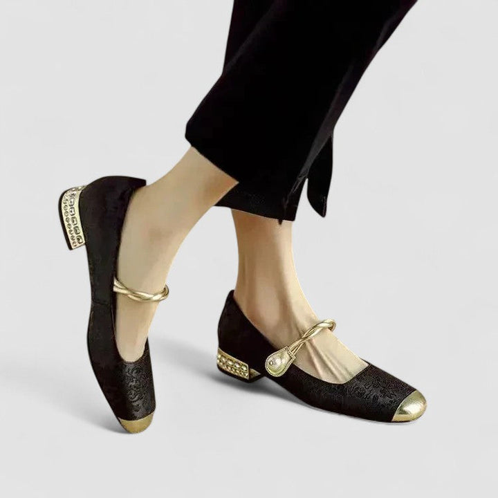 Maggie | Chic Embroidered Block Heel Mary Jane Shoes