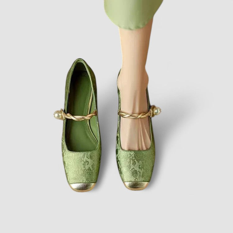 Maggie | Chic Embroidered Block Heel Mary Jane Shoes