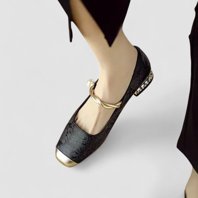 Maggie | Chic Embroidered Block Heel Mary Jane Shoes